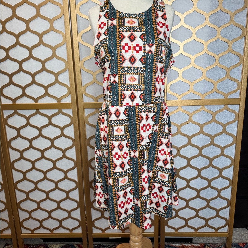 H&M Multicolor Geometric Midi Dress